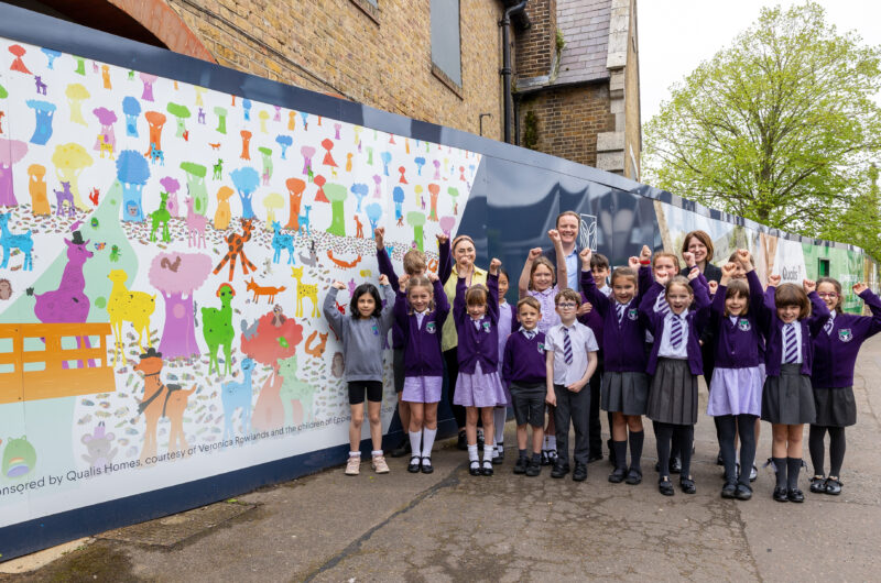 Artwork by Epping primary school children takes centre stage on Qualis Homes' new Verdant Place hoarding